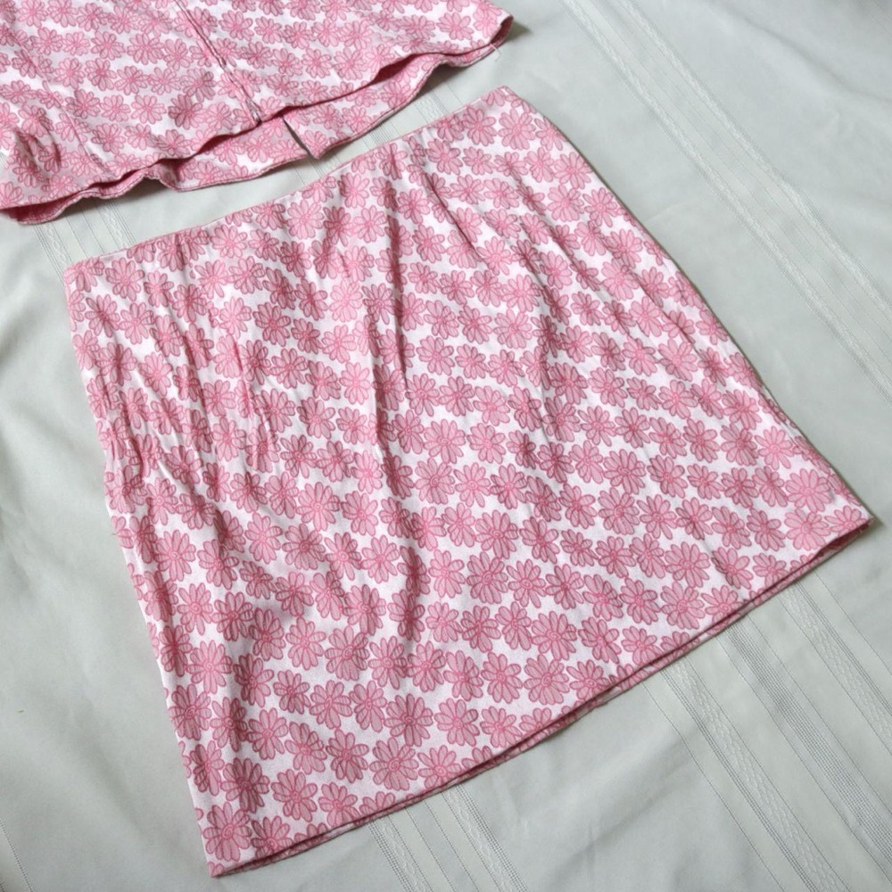 Vintage pink floral two piece skirt and sleeveless top set - Picture 5 of 7